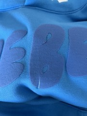 Justin Bieber Official Coachella 2026 Blue Bieber Hoodie Small DAMAGED with Cut