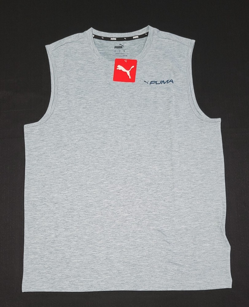 Puma Mens Performance 1 Active Sports Ocean tropic Logo Sports Tank Top