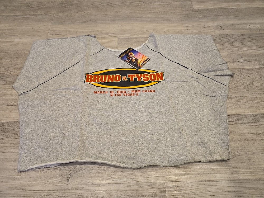 Vintage 1996 Mike Tyson Bruno Half Gray Shirt DEADSTOCK MGM USA TAGS Retro 90s