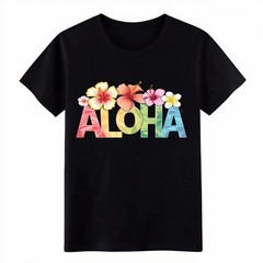 Unisex Tropical Flowers Hawaiian Vacation Aloha T-Shirt Casual Graphic Tee