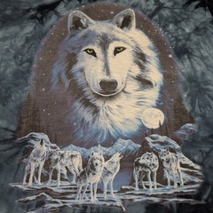Vintage The Mountain Wolf Tee Men XL Blue Tie Dye Good Howling Pack Moon Nature