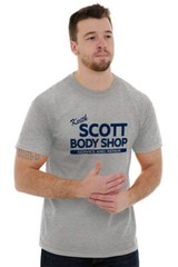 Keith Scott Body Shop Service and Repair Womens or Mens Crewneck T Shirt Tee
