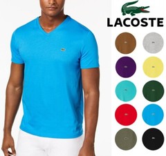 NEW MENS LACOSTE S/S REGULAR FIT PIMA JERSEY V-NECK T-SHIRT, PICK COLOR & SIZE