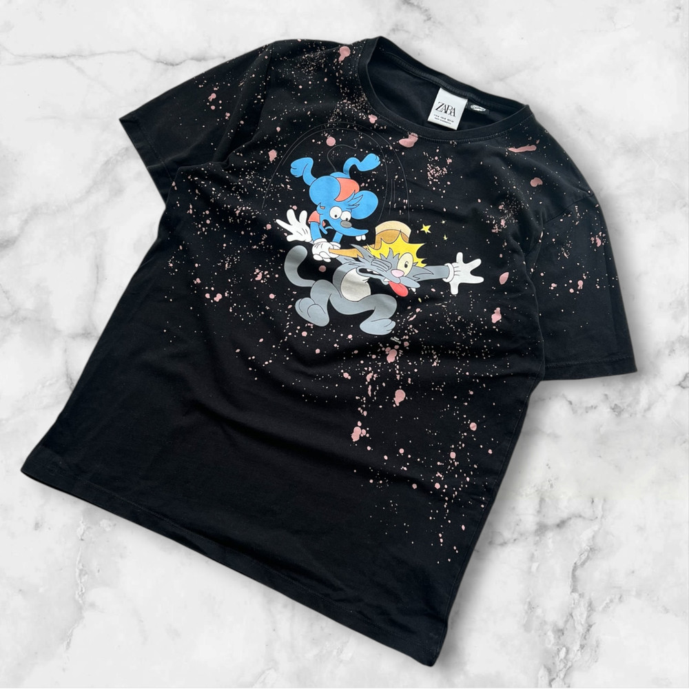 Zara The Simpsons Itchy & Scratchy Graphic T-Shirt Men’s Size M Black