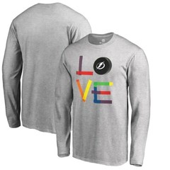 Tampa Bay Lightning Bolts NHL Hockey Adult Long Sleeve Cotton Shirt Gray L XL