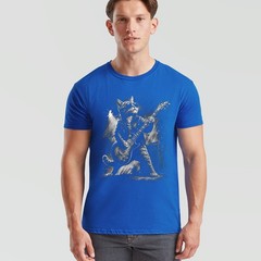 Funny Cat Playing Unisex T Shirt Guitar Rock And Roll Gifts Graphic Tee