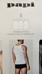 Papi 3 Modern Tanks L White Gray Black Premium Cotton Square Neck Tank Tops
