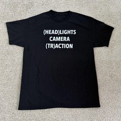 Headlights Camera Traction Shirt Mens Large Black Go Pro Slogan Graphic Tee