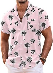 Mens Hawaiian Shirt Short Sleeve Floral Button Down Tropical Beach Casual Top