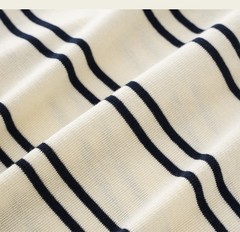 Men’s Retro Knitted Tencel Contrasting Horizontal Stripe Short Sleeved T-Shirt