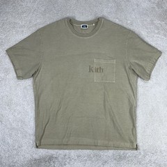 KITH Men’s Quinn Data Taupe Beige Heavyweight Logo Pocket Cotton Tee Shirt XL