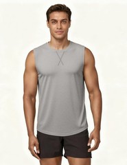Men’s 3 Pack Cotton Tank Top Hipster Hip Hop Longline Crewneck Sleeveless T-S…