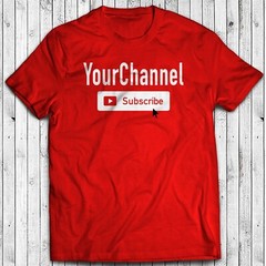 SUBSCRIBE YOUTUBE Your Channel Custom T-Shirt – Your Text Your Text – White Gray