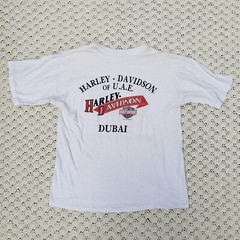 Vtg Harley Davidson Jack Daniels Dubai UAE Graphic Motorcycle T Shirt White