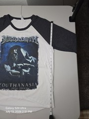 Megadeth Youthanasia Raglan Shirt Mens L White Gray 20th Anniversary Tour 2014