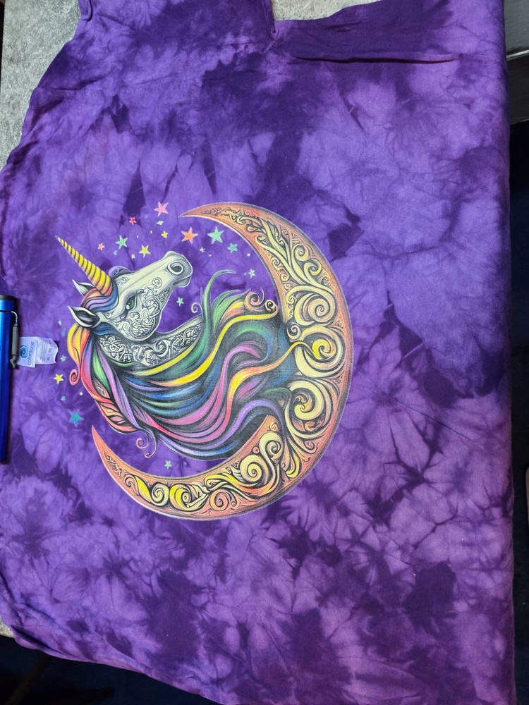 Fantasy Celtic Moon Unicorn Colortone Crystal Wash Purple XL