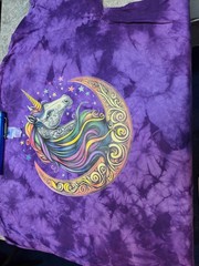 Fantasy Celtic Moon Unicorn Colortone Crystal Wash Purple XL