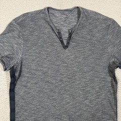 John Varvatos Shirt Mens XL Gray Henley Cotton Acrylic Blend Casual Preppy