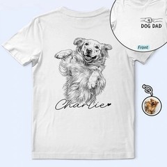 Custom Dog Dad Shirt Personalized Pet Portrait, Pencil Sketch Dog Mom T-Shirt