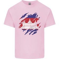 Torn Cambodia Flag Cambodian Day Football Mens Light Cotton T-Shirt