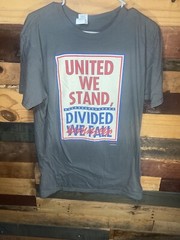 Retro United We Stand Divided Stephen Colbert Shirt Gray colored Size L Gildan