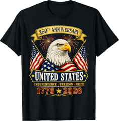 250 Anniversary USA 4th of July Patriotic 250 Years American T-Shirt