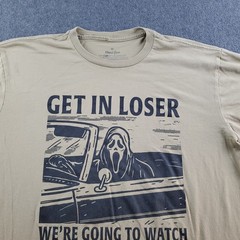 Ghostface Graphic T-Shirt Get In Loser Size Medium Tan Scary Movies