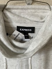 Express Heather White Waffle Knit Funnel Neck Men’s Long Sleeve T-Shirt Size L
