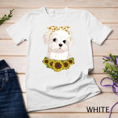 Girls Women Mom Maltese Dog Sunflower Gift T-Shirt Unisex T-shirt