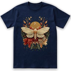 Boho Moth T-Shirt Celestial Moon Phase Insect Nature Botanical Cottagecore