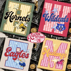 Custom School Mascot Shirt Gingham Game Day Retro Team Spirit Unisex Graphic Tee