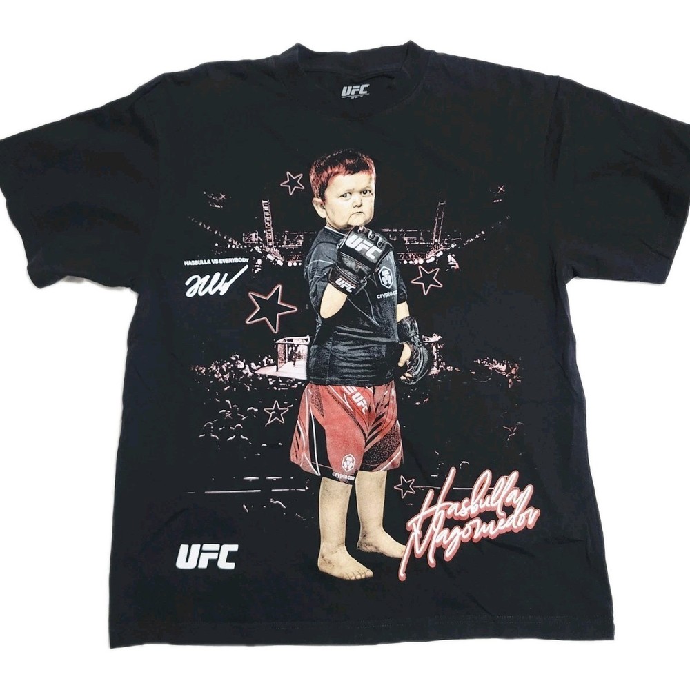 UFC Hasbulla Magomedov Graphic T Shirt Black Mens Medium M 100% Cotton