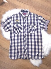 Henry Choice Blue Jeans Men’s XL Shirt Daytona Speedway Gasoline Racing Patches