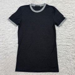 Ermenegildo Zegna Shirt Mens XS Black Striped Slim Stretch Micro Modal Jersey T