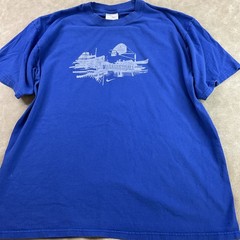 Vintage Nike T-Shirt Men Sz L Basketball Court Y2K Distressed Blue Crewneck