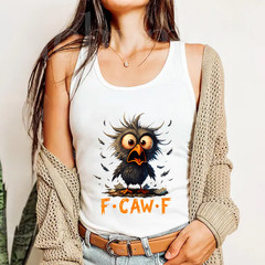 Funny F-Caw-F Black Crow FCawF Humor Quote Bird Meme Tank Top