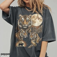 Vintage Moon Tiger Comfort Tee Majestic Big Graphic Animal Shirt Gift