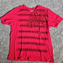Ecko UNLTD the Exhibit Red Foil Graphic Size 2XL Short Sleeve Y2K Shirt