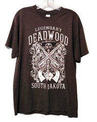 Gildan Men’s Grey Deadwood S.D, Skull & Crossbones Graphic Tee Shirt Large