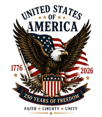 American Eagle 1776-2026 Commemorative T-Shirt Vintage Patriotic Design