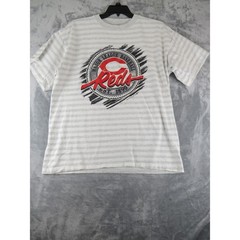 Vintage 1991 MLB Cincinnati Reds T Shirt XL Gray Stripe Trench Ultra TAG USA