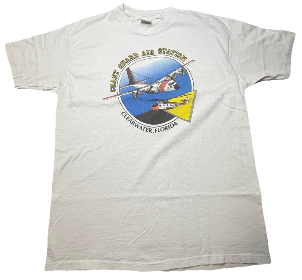 Vintage 90s USCG CGAS Clearwater FL HC-130 Anvil XL Single Stitch T-Shirt