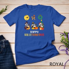 Panda Halloween And Merry Christmas Happy Hallothanksmas T-Shirt Unisex T-shirt