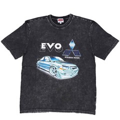 Vintage Acid Wash 250GSM Mad Engine Mits Evo Heavy Cotton Pre Shrunk T Shirt US