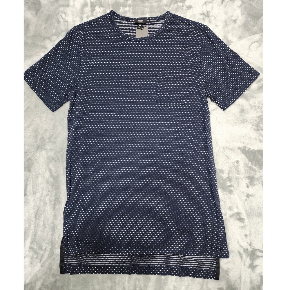 NEW Mossimo Shirt Mens M Blue White Cotton Dot Textured Knit Short Sleeve Tee