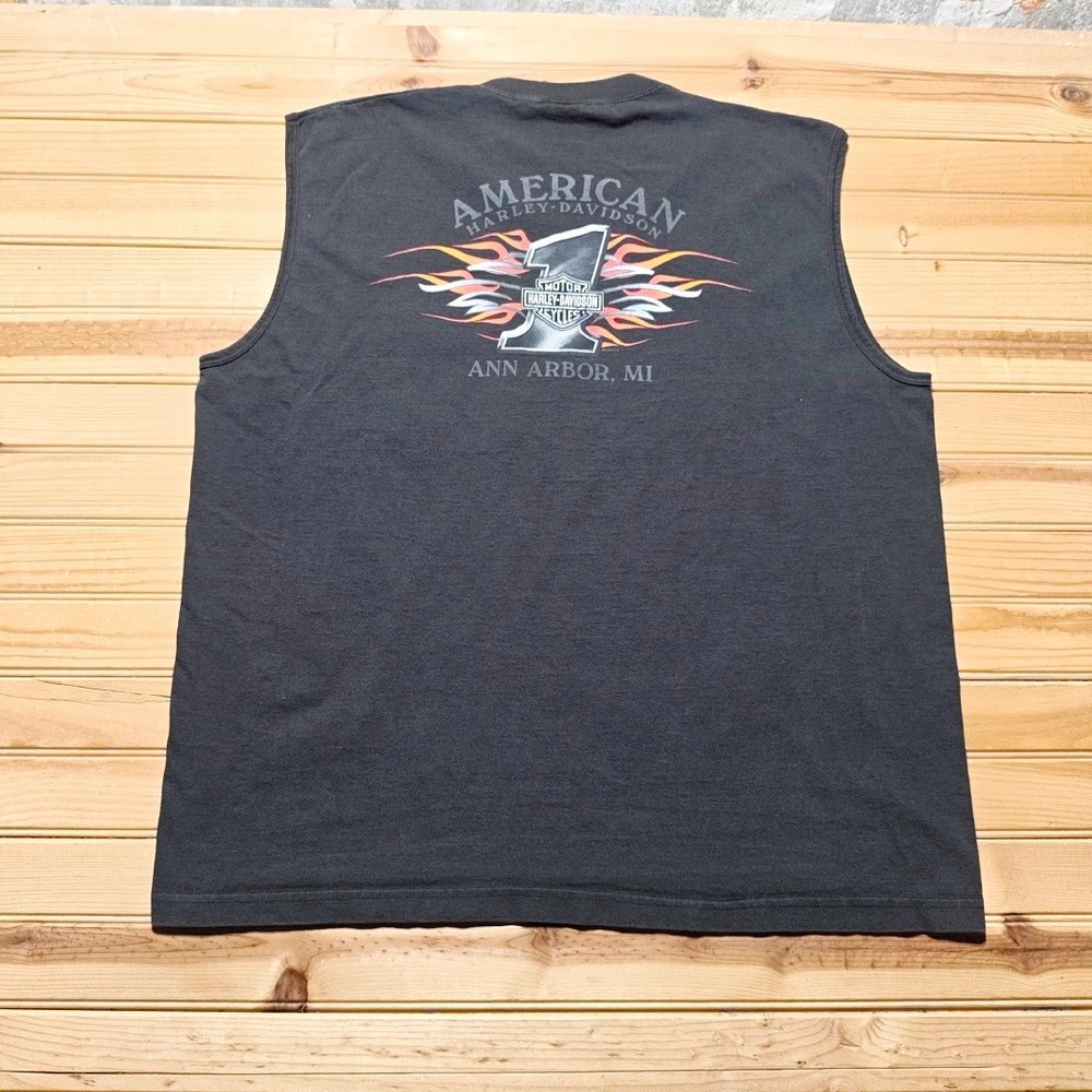 Vintage Y2K Harley-Davidson Ann Arbor Michigan Biker Pocket Muscle Shirt USA 2X