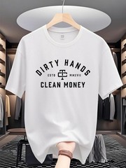 Mens Hard Work Slogan Graphic T-Shirt Hustle Quote Casual Crew Neck Tee
