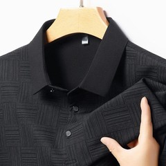 Cotton Polo Shirt Men Short Sleeve Printed Collared Classic Business Casual Top
