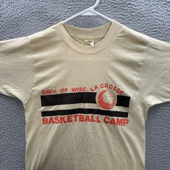 Vintage Screen Stars Shirt Adult Small Tan Single Stitch UW Lacrosse Wi 80s