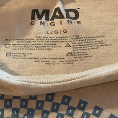 Celestial sun graphic T-shirt mad engine adult Size Large Neutral/blue Checkered